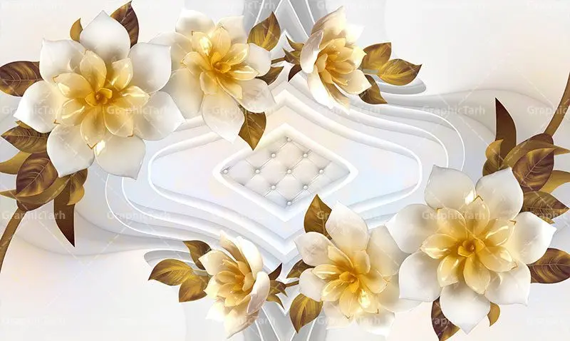 پوستر دیواری سه بعدی گل طلایی پوستر دیواری سه بعدی گل طلایی