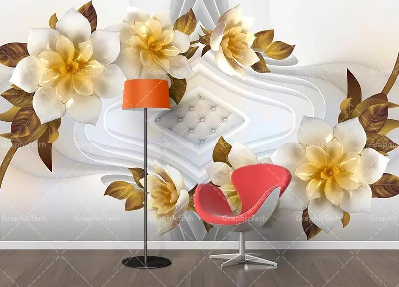 پوستر دیواری سه بعدی گل طلایی پوستر دیواری سه بعدی گل طلایی