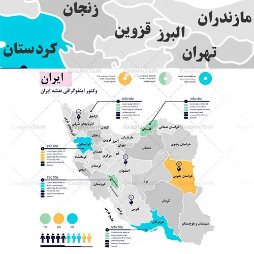 دانلود فایل طرح وکتور اینفوگرافی نقشه ایران لایه باز به تفکیک استان ها دانلود فایل طرح وکتور اینفوگرافی نقشه ایران لایه باز به تفکیک استان ها | دانلود فایل طرح وکتور اینفوگرافی نقشه ایران لایه باز به تفکیک استان ها وکتور نقشه ایران ، مناسب استفاده در طرح های اینفوگرافیک نمودار جمعیت ، درصد مشارکت در انتخابات و … دانلود وکتور نقشه جمهوری اسلامی ایران به تفکیک استان ها با فرمت eps فایل های این مجموعه با فرمت لایه باز eps بوده و قابل ویرایش در نرم افزارهای ایلستریتور و قابل اجرا در کلیه نرم افزارهای گرافیکی می باشد. یکی از خصوصیت های مهم فایل eps و ai بدون افت کیفیت بودن یا به اصطلاحی بدون رنجه شدن تصویر و همچنین بزرگ کردن فایل بدون افت کیفیت و قابلیت تغییر و ویرایش آن می باشد. دانلود طرح وکتور اینفوگرافی نقشه ایران اینفوگرافی (Infographic)، یکی از روشهای ارائهی اطلاعات بهصورت دیداری است. با این استدلال که ذهن انسان دادههای تصویری را بهتر و سریعتر از دادههای متنی درک و ذخیره میکند قالب آماده وکتور اینفوگرافیک شهرستان های ایران نیز مناسب برای چاپ اینفوگرافی که اطلاعات خاصی را در درون خود جای داده است می باشد. وکتور ایران,عکس نقشه ایران,طرح لایه باز نقشه ایران , وکتور اینفوگرافیک ایران