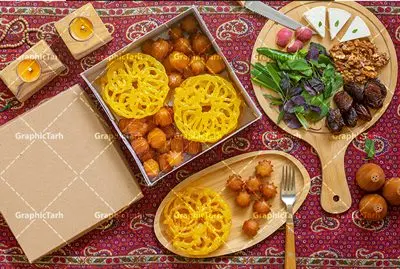 عکس زولبیا و بامیه در سفره افطاری عکس زولبیا و بامیه در سفره افطاری | عکس استوک با کیفیت سفره افطاری دانلود فایل عکس با کیفیت زولبیا و تصویر بامیه در سفره افطاری ماه رمضان فایل تصویر با کیفیت عالی زولبیا بامیه خرما رطب و انجیر در ظرف سفره افطاری این فایل زیبا در فرمت JPG و به صورت تصویر باکیفیت در اختیار کاربران سایت گرافیک طرح قرار گرفته است. از این عکس می توانید در طرح های ماه مبارک رمضان استفاده کنید. عکس زولبیا و بامیه در سفره افطاری با کیفیت عالی پس زمینه عکس زولبیا بامیه سفید و رنگبدی تصویر روشن می باشد. شما می توانید با خرید اشتراک نمونه طرح تصویر زولبیا بامیه را بصورت رایگان دانلود کنید. با تغییر در ابعاد عکس زولبیا بامیه ماه رمضان می توانید به عنوان بنر افطاری رمضان نیز استفاده نمایید. ماه رمضان رَمَضان یا رَمَضانُ المُبارَک نهمین ماه قمری که روزه در آن بر مسلمانان واجب است. این ماه را بهترین زمان برای نزدیکشدن انسان به خداوند دانستهاند. عبادت و روزهداری در ماه رمضان را بخشی از هویت مسلمانان در جهان امروز برشمردهاند. زولبیا بامیه زولبیا بامیه جزو شیرینی ها پر طرفدار میان ایرانی ها می باشد این شیرینی ها مانند گوش فیل اصلیت هندی دارند. در ماه مبارک رمضان زولبیا و بامیه در سفره افطاری ایرانیان کاربرد زیادی دارد. تصاویر زولبیا و بامیه,زولبیا و بامیه,طرح های ماه رمضان,عکس زولبیا,عکس بامیه,عکس زولبیا بامیه با کیفیت عالی,دانلود فایل عکس باکیفیت زولبیا و تصویر بامیه افطاری ماه رمضان