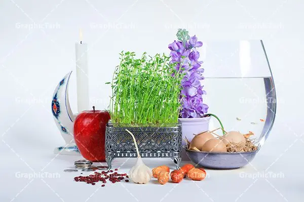 طرح تصویر هفت سین طرح تصویر هفت سین | طرح تصویر با کیفیت سفره هفت سین عید نوروز دانلود طرح تصویر سفره هفت سین عید نوروز و عکس سبزه با کیفیت عالی عکس سفره هفت سین عید برای شما که به دنبال تصاویر باکیفیت در طراحی خود می باشید ارائه شده است. تصاویر سفره هفت سین دارای کیفیت بسیار بالا ، با فرمت jpg تمام المان های موجود در این طرح تصویر با کیفیت می باشد. طرح تصویر با کیفیت سفره هفت سین طرح تصویر 7 سین عید باستانی نوروز شامل تصاویر با کیفیت: سبزه ، تنگ ماهی ، قرآن ، سیب ، سنبل ، سیر ، تخم مرغ رنگی ، سکه ، سنجد از طرح تصویر باکیفیت هفت سین می توان برای طرح نوروز ، بنر تبریک سال نو و ... استفاده نمود. دانلود عکس سفره هفت سین عید نوروز , طرح لایه باز هفت سین نوروز , وکتور هفت سین گرافیکی عید باستانی نوروز و هفت سین : نوروز یکی از کهنترین جشنهای به جا مانده از دوران باستان است که اکنون در مناطق مختلف ایران و کشورهای فارسی زبان آغاز فصل بهار را جشن می گیرند. ابوریحان بیرونی در این باره می گوید : نوروز نخستین روز است از فروردین ماه و از این جهت روزِ نو نام کردند که پیشانی سال نو است. ایرانیان باستان عقیده داشتند، با آمدن نوروز، فروهرها (ریشه کلمه فروردین) یا رواح درگذشتگان به دنیا باز می گردند و اگر خانه را تمیز و بستگان را شاد ببینند خوشحال شده و برای بازماندگان خود دعا میفرستند. دانلود عکس سفره هفت سین عید نوروز با کیفیت بالا : در نوروز ایرانیان سفره هفتسین می آرایند. هفت سین از مشهورترین مراسم نوروز است. هفت سین گرد آوردن هفت چیز است که نام آنها با حرف «س» آغاز گردد. معمولاً بین اشیاء ذیل: سیب، سنجد، سماق، سیر، سرکه، سبزه ، سمنو، سکه و ... هفت چیز برای هفت سین انتخاب میشود. در سفره هفتسین بهصورت سنتی آینه، کتاب قرآن، شاهنامه یا دیوان حافظ، تنگ آب بههمراه ماهی قرمز یا انار قرار میگیرد. عضو اصلی سفره سبزه است که در کنار شش سین دیگر، هفتسین را تشکیل میدهد. آبجکت لایه باز سفره هفت سین , هفت سین لایه باز, تایپوگرافی لایه باز سال نو مبارک دانلود طرح لایه باز سفره 7سین نوروز و خوشنویسی عید شما مبارک , وکتور سفره هفت سین تایپوگرافی لایه باز نوروز مبارک ,طرح psd سال نو, طرح psd سال نو مبارک, طرح psd یا مقلب القلوب,طرح آماده بنر طرح آماده بنر عید, طرح آماده بنر نوروز, طرح وکتور سفره هفت سین عید نوروز طرح بنر لایه باز عید نوروز, طرح خوشنویسی, طرح خوشنویسی یا مقلب القلوب, طرح لایه بازعید نوروز, طرحpsd فایل لایه باز یا مقلب القلوب, گرافیک طرح,خوشنویسی لایه باز نوروز مبارک, نقاشی خط یا مقلب القلوب رایگان نمونه طرح 7 سین | دانلود عکس سفره هفت سین عید نوروز با کیفیت بالا