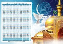 اوقات شرعی ماه رمضان طرح حرم امام رضا | جدول اوقات شرعی ماه رمضان به افق تمامی شهرهای ایران دانلود طرح تراکت لایه باز جدول انتباه اوقات شرعی ماه مبارک رمضان سال 1403 با تصویر حرم امام رضا فرمت psd به افق مشهد دانلود طرح اوقات شرعی ماه مبارک رمضان به افق همه شهرهای ایران با تصویر دوربری شده و با کیفیت المان رمضانی جدول آماده psd اوقات شرعی ماه رمضان تایپوگرافی سه بعدی رمضان ، خرما ، قرآن ، وکتور و … طرح لایه باز جدول اوقات شرعی ماه رمضان 1403 امام رضا طرح پوستر لایه باز اوقات شرعی مناسب برای تبلیغات در ماه مبارک رمضان فایل تراکت اوقات شرعی ماه رمضان 1403 بصورت افقی و برای استفاده در سایز های مختلف طراحی شده است. پوستر اوقات شرعی رمضان 1403 مشهد طرح اوقات شرعی رمضان لایه باز و قابل ویرایش با فرمت PSD در نرم افزار فتوشاپ است. جدول آماده اوقات شرعی ماه رمضان با کیفیت بسیار بالا در اختیار شما عزیزان قرار میگیرد. طرح انتباه رمضان 1403 گنبد امام رضا دانلود طرح تبلیغاتی اوقات شرعی ماه مبارک رمضان 1403 در ابعاد استاندارد A4 با رزولوشن 300 از سایت گرافیک طرح قابل دانلود می باشد. همچنین میتوان با تغییر اعداد جدول ، بعنوان اوقات شرعی ماه مبارک رمضان دیگر شهرها نیز استفاده نمود. گرافیک طرح مرجع تخصصی طرح های لایه باز با کیفیت ایرانی مهم: لطفا قبل از چاپ ، تمام اعداد جدول اوقات شرعی را کامل بررسی کنید ، در صورت بروز هرگونه اشتباه هیچ مسئولیتی متوجه گرافیک طرح نخواهد بود. دانلود طرح تراکت اوقات شرعی ماه رمضان psd , پوستر اوقات شرعی 1403 , طرح اوقات شرعی رمضان برای تبلیغات طرح لایه باز اوقات شرعی شهر ارومیه / طرح لایه باز اوقات شرعی شهر اهواز / طرح لایه باز اوقات شرعی شهر بجنورد / طرح لایه باز اوقات شرعی شهر تبریز / طرح لایه باز اوقات شرعی شهر رشت / طرح لایه باز اوقات شرعی شهر سمنان/ طرح لایه باز اوقات شرعی شهر شیراز/ طرح لایه باز بنر رمضان , تراکت اوقات شرعی ماه رمضان طرح حرم امام رضا , جدول اوقات شرعی مشهد فایل تراکت اوقات شرعی رمضان / طرح لایه باز اوقات شرعی شهر تهران / طرح لایه باز اوقات شرعی شهر اصفهان / طرح لایه باز اوقات شرعی شهر یزد / طرح لایه باز اوقات شرعی شهر کرج / طرح لایه باز اوقات شرعی شهر مشهد / طرح لایه باز اوقات شرعی شهر بندرعباس / دانلود طرح اوقات شرعی ماه رمضان 1403 , تراکت اوقات شرعی 1403 طرح امام رضا