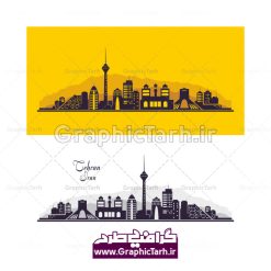 دانلود طرح لایه باز وکتور فلت شهر تهران برج میلاد میدان آزادی و جاذبه های تهران