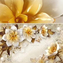 دانلود فایل طرح پترن لایه باز کاغذ دیواری لوکس گل طلایی سه بعدی