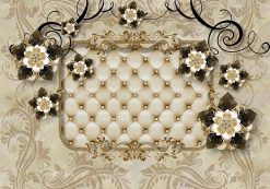 طرح پترن کاغذ دیواری گل طلایی سه بعدی برجسته لاکچری