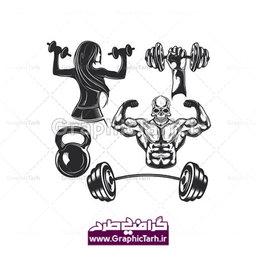 فایل وکتور لوگو بدنسازی لایه باز و طرح آیکن پرورش اندام GYM