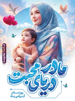 طرح پوستر لایه باز روز مادر با حروف نگاری مادر دریای محبت | طرح لایه باز بنر روز مادر با تصویر هوش مصنوعی مادر و تایپوگرافی مادر دریای محبت دانلود طرح لایه باز پوستر تبریک روز مادر مبارک با تصویر مادر و حروف نگاری مادر دریای محبت با قابلیت ویرایش فایل طرح پوستر لایه باز روز مادر با حروف نگاری مادر دریای محبت بیستم ماه جمادی الثانی مصادف با سالروز تولد حضرت فاطمه زهرا(س) است که به یُمن زادروز بانوی نمونه ی اسلام، این روز مبارک را روز مادر نامیده اند. حضرت فاطمه (س) اسوه و الگویی کامل در فضیلت و کمال است. بنر روز مادر با تایپوگرافی مادر دریای محبت و با تصویر هوش مصنوعی مادر و فرزند طراحی بنر تبریک روز مادر با عکس مادر بصورت کاملا لایه باز  با فرمت PSD با تصویرسازی مادر ، قابل ویرایش و  تغییر سایز در نرم افزار فتوشاپ است. نمونه بنر psd ولادت حضرت زهرا و روز مادر در ابعاد 30 در 40 سانتی متر، با رزولوشن 300  از سایت گرافیک طرح قابل دانلود می باشد. طراحی پوستر لایه باز روز مادر مبارک شما می توانید با خرید اشتراک نمونه فایل طرح لایه باز روز زن و روز مادر را بصورت رایگان دانلود کنید. پس زمینه فایل طراحی بنر میلاد حضرت فاطمه زهرا (س) و روز مادر سبز و رنگبدی تصویر روشن می باشد. دانلود طرح بنر روز مادر و با تایپوگرافی مادر طراحان مجموعه گرافیک طرح سعی بر طراحی زیبای روز مادر داشته تا رضایت همکاران و مشتریان عزیز را به طور کامل جلب نمایند. جهت اطلاع از جدیدترین طرح های سایت ، در کانال تلگرام گرافیک طرح عضو شوید. گرافیک طرح مرجع تخصصی طرح های لایه باز با کیفیت و ایرانی تصویرسازی مادر,تایپوگرافی مادر,کالیگرافی مادرم روزت مبارک,پوستر روز مادر,طرح psd بنر روز مادر و پوستر تبریک روز مادر مبارک فایل نمونه طراحی بنر لایه باز ولادت حضرت زهرا (س) ,طرح خام میلاد حضرت فاطمه,طرح لایه باز میلاد حضرت فاطمه,فایل لایه باز تبریک روز مادر,طراحی لایه باز اطلاعیه میلاد حضرت زهرا و روز مادر,طراحی گرافیکی پوستر تبریک روز مادر,طرح لایه باز روز زن