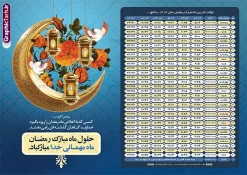 طرح تراکت اوقات شرعی رمضان 1404 | فایل طرح جدول اوقات شرعی ماه رمضان سال 1404 به افق شهر های ایران لایه باز و قابل ویرایش دانلود طرح لایه باز تراکت جدول انتباه اوقات شرعی ماه مبارک رمضان سال 1404 با تایپوگرافی رمضان کریم و عکس قرآن و رحل تسبیح با فرمت psd و قابلیت ویرایش دانلود طرح اوقات شرعی ماه مبارک رمضان به افق همه شهرهای ایران با تصویر دوربری شده و با کیفیت المان رمضانی جدول آماده اوقات شرعی ماه رمضان تایپوگرافی رمضان ، خرما ، قرآن ، مهر و تسبیح ، وکتور و … طرح لایه باز تراکت جدول اوقات شرعی ماه رمضان 1404 طرح پوستر لایه باز اوقات شرعی و مناسب برای تبلیغات در ماه مبارک رمضان فایل اوقات شرعی ماه رمضان 1404 بصورت افقی و برای استفاده در سایز های مختلف طراحی شده است. پوستر اوقات شرعی رمضان 1404 طرح اوقات شرعی رمضان لایه باز و قابل ویرایش با فرمت PSD در نرم افزار فتوشاپ است. جدول آماده اوقات شرعی ماه رمضان با کیفیت بسیار بالا و مناسب چاپ طرح انتباه رمضان 1404 دانلود طرح تبلیغاتی اوقات شرعی ماه مبارک رمضان 1404 در ابعاد استاندارد A4 و با رزولوشن 300 از سایت گرافیک طرح قابل دانلود می باشد. همچنین میتوان با تغییر اعداد جدول ، بعنوان اوقات شرعی ماه مبارک رمضان دیگر شهرها نیز استفاده نمود.  گرافیک طرح مرجع تخصصی طرح های لایه باز با کیفیت و ایرانی مهم: لطفا قبل از چاپ ، تمام اعداد جدول اوقات شرعی را کامل بررسی کنید ، در صورت بروز هرگونه اشتباه هیچ مسئولیتی متوجه گرافیک طرح نخواهد بود. دانلود طرح اوقات شرعی ماه رمضان , پوستر اوقات شرعی 1404 , طرح اوقات شرعی رمضان برای تبلیغات و چاپ طرح لایه باز اوقات شرعی شهر ارومیه / طرح لایه باز اوقات شرعی شهر اهواز / طرح لایه باز اوقات شرعی شهر بجنورد / طرح لایه باز اوقات شرعی شهر تبریز / طرح لایه باز اوقات شرعی شهر رشت / طرح لایه باز اوقات شرعی شهر سمنان/ طرح لایه باز اوقات شرعی شهر شیراز/ طرح لایه باز بنر رمضان لایه باز و قابل ویرایش فایل اوقات شرعی رمضان / طرح لایه باز اوقات شرعی شهر تهران / طرح لایه باز اوقات شرعی شهر اصفهان / طرح لایه باز اوقات شرعی شهر یزد / دانلود جدول اوقات شرعی / طرح لایه باز اوقات شرعی شهر مشهد / طرح لایه باز اوقات شرعی شهر بندرعباس / دانلود طرح اوقات شرعی ماه رمضان 1404