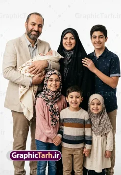دانلود عکس هوش مصنوعی خانواده پر جمعیت ایرانی