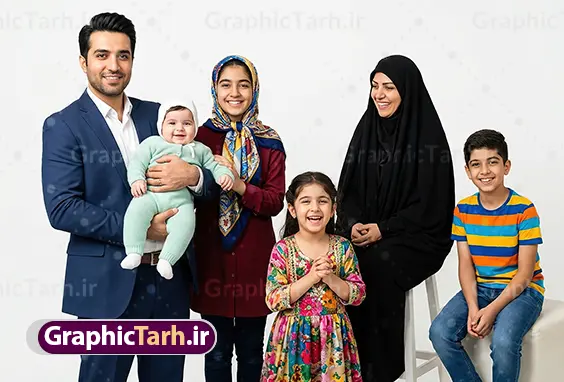 عکس هوش مصنوعی خانواده پر جمعیت ایرانی با پس زمینه سفید | عکس خام و با کیفیت خانواده ایرانی ساخته شده با هوش مصنوعی و با پس زمینه سفید دانلود فایل طرح تصویر خانواده ایرانی ساخته شده با هوش مصنوعی و عکس با کیفیت خانواده پرجمعیت شامل پدر مادر محجبه و فرزندان با پس زمینه سفید و قابل ویرایش تصویر با کیفیت خانواده ایرانی برای شما که به دنبال تصاویر با کیفیت در طراحی خود می باشید. فایل عکس خاناوده با حجاب و با کیفیت بسیار بالا و با فرمت jpg دانلود عکس هوش مصنوعی خانواده پرجمعیت ایرانی با پس زمینه سفید طرح تصویر با کیفیت تصویرسازی خانواده ایرانی بهمراه خانواده مناسب چاپ در ابعاد بالا می باشد. فایل عکس خاناوده ساخته شده با هوش مصنوعی AI را از سایت گرافیک طرح و از طریق لینک بالا می توانید دانلود کنید. طرح عکس هوش مصنوعی خانواده ایرانی پر جمعیت شامل پدر مادر فرزندان شما می توانید با خرید اشتراک نمونه طرح تصویر هوش مصنوعی خانواده ایرانی را بصورت رایگان و با کیفیت بالا دانلود کنید. جهت اطلاع از جدیدترین طرح های سایت و دانلود رایگان ، در کانال تلگرام عضو شوید. گرافیک طرح مرجع تخصصی طرح های لایه باز با کیفیت و ایرانی مجموعه عکس های با کیفیت حجاب ، طرح تصویرسازی هوش مصنوعی خانوادگی ، دانلود عکس هوش مصنوعی با کیفیت بالا و مناسب چاپ نمونه عکس رایگان برای طراحی، دانلود عکس برای طراحی، عکس کارتونی باکیفیت دختر ایرانی ، عکس با کیفیت مدل زن با حجاب، عکس با کیفیت هوش مصنوعی ، دانلود تصویر خانواده و با کیفیت بالا