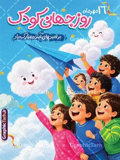 نمونه طرح پوستر روز جهانی کودک با تصویرسازی شادی کودکان | پوستر هفته ملی کودک با تصویرسازی کودکانه لایه باز و با قابلیت ویرایش مناسب چاپ دانلود فایل طرح بنر لایه باز هفته ملی کودک و پوستر تبریک 16 مهر روز جهانی کودک با تصویرسازی شادی کودکان و قابلیت ویرایش المان ها دانلود بنر لایه باز روز جهانی کودک؛ طرحی شاد و خلاقانه طرح پوستر روز ملی کودک با تصویرسازی شادی کودکان اثری متفاوت و دیدنی از مجموعه طرح‌های مناسبتی سایت گرافیک طرح است. پوستر با سبک تصویرسازی کودکانه (ایلوستریشن) طراحی شده و لحظه‌ای شاد از بازیگوشی کودکان را به تصویر می‌کشد؛ کودکانی که با چهره‌های بشاش و لبخندهای معصوم، هواپیمای کاغذی خود را به آسمان آبی می‌فرستند. ابرهای خندان و ستاره‌های طلایی در پس‌زمینه، فضایی رویایی، پویا و پر از امید ساخته‌اند که مخاطب را به دنیای شادی و بی‌خیالی کودکی می‌برد. این طرح بنر با تیتر برجسته «روز جهانی کودک» و بافت تصویرسازی دستی، برای جشن‌های مدرسه، مهدکودک‌ها و تبلیغات محیطی گزینه‌ای ایده‌آل محسوب می‌شود. نمونه طرح پوستر روز جهانی کودک با تصویرسازی شادی کودکان مناسب برای چاپخانه‌ها و طراحان طرح گرافیکی روز کودک، سبک تصویرسازی رنگی و پرانرژی به کار رفته است؛ ترکیب رنگ‌های آبی، صورتی، سبز و زرد حس سرزندگی و امید را منتقل می‌کند و المان هواپیمای کاغذی به نمادی از آرزوها و رؤیاهای کودکان تبدیل شده است. ابرهای کارتونی با چهره‌های خندان، ستاره‌های درخشان و ریبون‌های رنگی، جلوه‌ای شاد و امروزی به پوستر بخشیده‌اند. تیتر اصلی طرح با فونتی فانتزی و رنگ صورتی چشم‌نواز در بالای کار قرار گرفته و فرم کلی طرح برای چاپ بنر، پوستر و بیلبورد شهری بهینه شده است. تمامی عناصر در فایل اصلی به صورت لایه‌های مجزا و قابل ویرایش ارائه می‌شوند. کاربردهای طرح بنر هفته ملی کودک پوستر و بنر جشن روز جهانی کودک در مدارس و مهدکودک‌ها تبلیغات محیطی شهرداری‌ها، فرهنگسراها و کتابخانه‌های کودک طراحی سردر مدارس و مراکز آموزشی برای مناسبت‌های کودکانه بنر و کاور فضای مجازی جشنواره‌های کودک و نوجوان کارت تبریک و ست‌های چاپی مناسبتی با موضوع کودک این طرح با کیفیت چاپ بالا و کاملاً آماده چاپ ارائه شده و طراحان گرافیک، چاپخانه‌ها و کانون‌های تبلیغاتی می‌توانند آن را با متن، لوگو و برند سازمانی خود شخصی‌سازی کنند. فایل لایه باز پوستر روز جهانی کودک شما می‌توانید فایل طرح لایه باز پوستر روز جهانی کودک با تصویرسازی شادی کودکان را به صورت رایگان از سایت گرافیک طرح (GraphicTarh.ir) دانلود کنید. این فایل با لایه‌بندی منظم، کیفیت چاپ مناسب و فونت‌های فارسی همراه است. کافیست با جستجوی عبارت «طرح لایه باز روز جهانی کودک» در مرجع دانلود گرافیک طرح، به این طرح و ده‌ها طرح مشابه کودکانه دسترسی داشته باشید. فایل لایه باز روز جهانی کودک، پوستر روز جهانی کودک، تصویرسازی کودکانه، طرح گرافیکی روز کودک، گرافیک طرح، دانلود طرح لایه باز کودکان، بنر جشن روز کودک، طرح کودکانه PSD، هواپیمای کاغذی کودکان، پوستر تصویرسازی شده، فایل PSD آماده چاپ